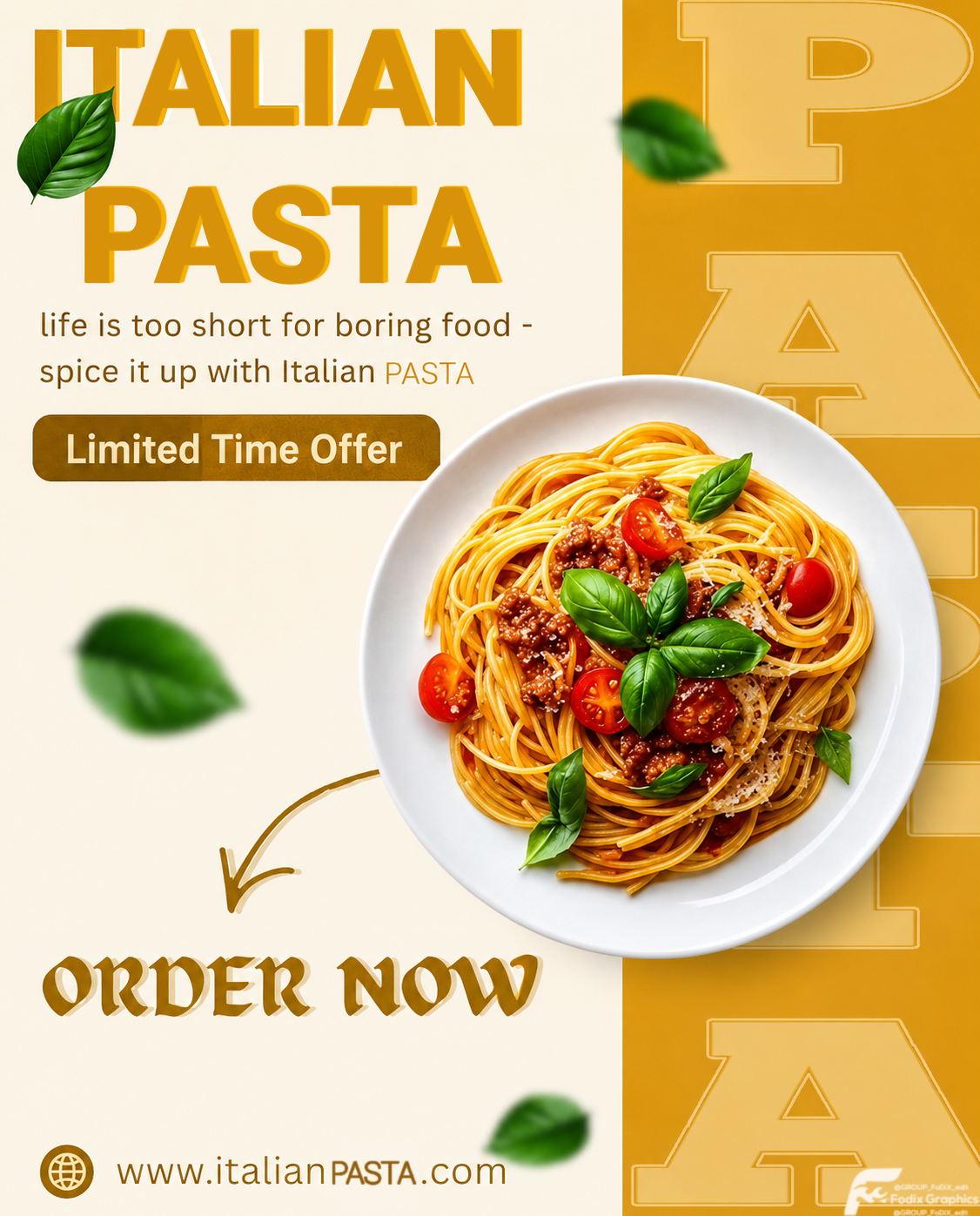 پوستر تبلیغاتی غذا (ITALIAN PASTA)