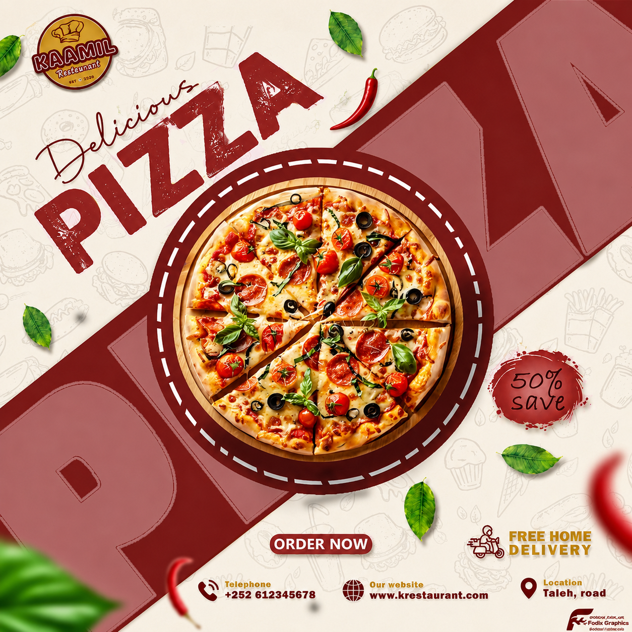 پوستر تبلیغاتی پیتزا (Pizza Restaurant)